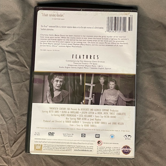 Hush Hush Sweet Charlotte 1964 Bette Davis Olivia de Havilland DVD - Picture 4 of 4